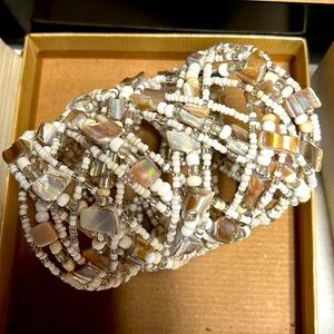 Cuff bracelet white and neutral tone